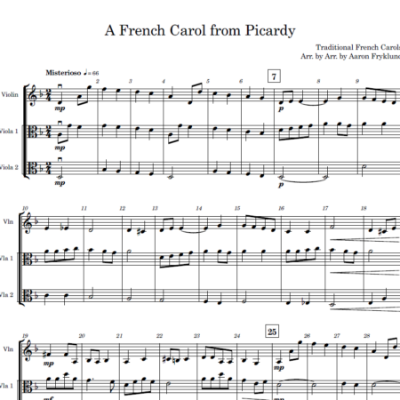 A French Carol from Picardy for String Trio